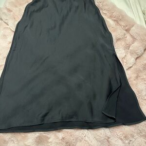 a new day Black Satin Midi Skirt